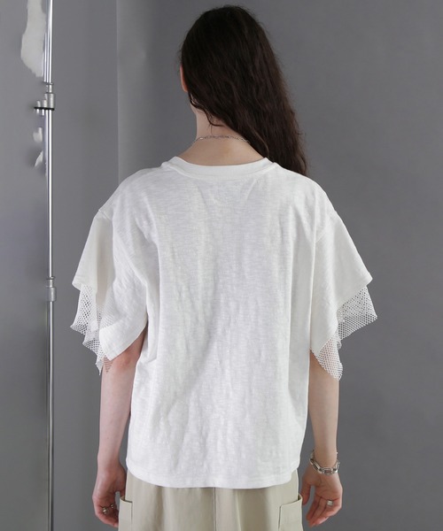 rose bud × okiraku レースTシャツ OKIRAKU（オキラク）の「(OKIRAKU×ROSE BUD)レーススリーブ