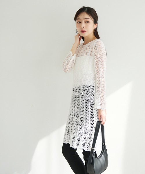 関税込 ZIMMERMANN ジマーマン クロシェニット ワンピース Sawa a la mode トップス ニット セーター グレー 刺繍 しまうま