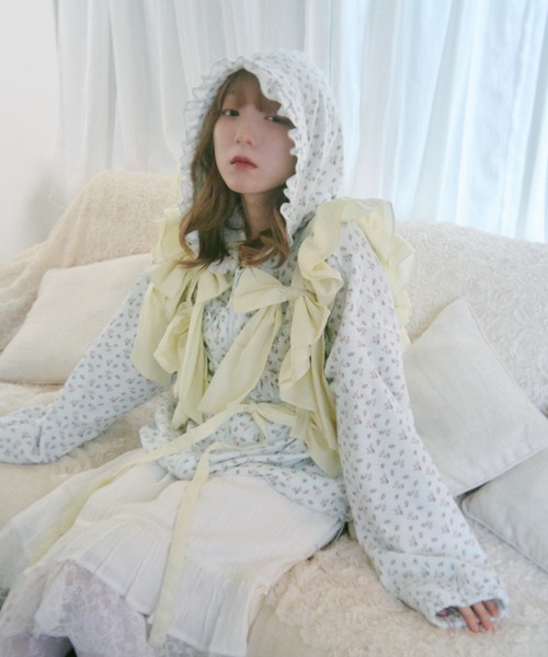 kutir パーカー 「クティールとレトロ」ドローコード付き花柄