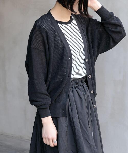 FORK&SPOON カーディガン FORK＆SPOON ペーパーニットカーディガン