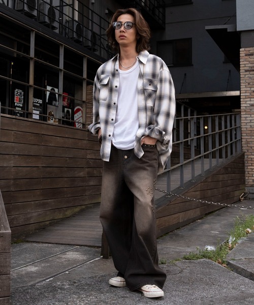 正規品即発VERMO ワイドデニム　パンツ　ウォッシュ　スーパーバギー　25 セール】WEGO/【25年春夏新作】バギーストレートデニムパンツ
