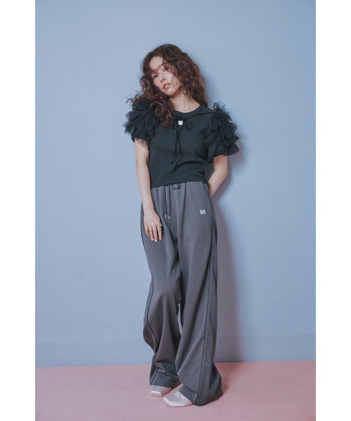 FURFUR サイド ライン ワイド パンツ ナイロン ジャージ 韓国 新品 ジャージ ナイロン ワイドパンツ レディース 韓国 ストリート ドロー