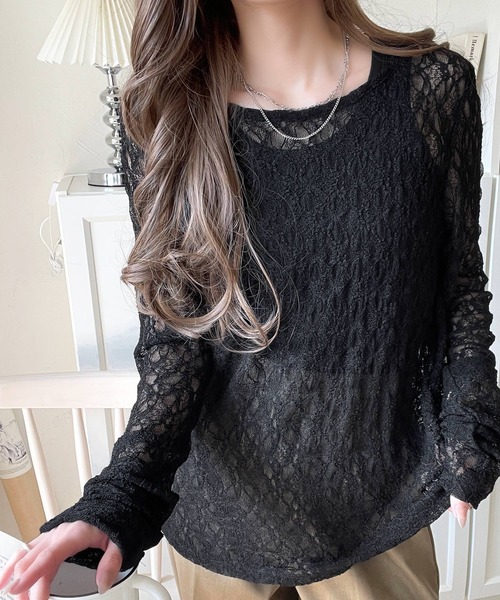 classicalelf tシャツ 大人の上品映えレースアイテム。袖ギャザー