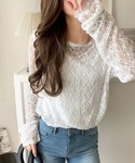 tシャツ 大人の上品映えレースアイテム。袖ギャ...の詳細画像1