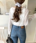tシャツ 大人の上品映えレースアイテム。袖ギャ...の詳細画像4