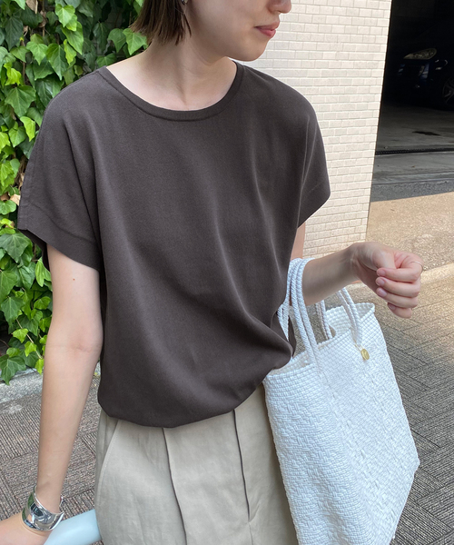 ニット セーター 「接触冷感/UV機能」FROSTYCOTTON フレンチスリーブプルオーバー レディース