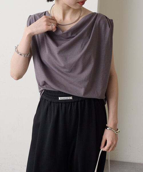 tシャツ ボートネックドレープT レディース