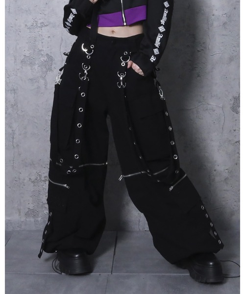 LIMI feu テンセル サスペンダー ハイウエスト ワイドパンツ Amilige パンツ サスペンダー付きワイドパンツ レディース