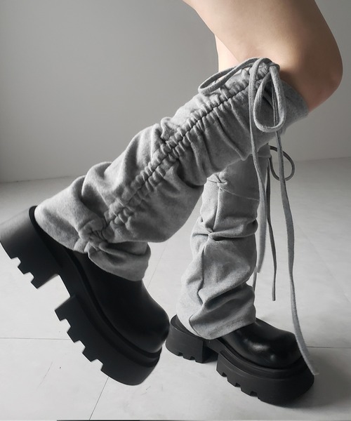 me+em select レッグウォーマー 「 3color 」ストラップリボンサイド