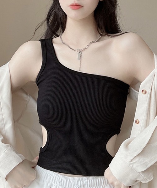 トップス GLAMOROUS JANE GLAMOROUS JANE tシャツ サイドカットアウトワンショルトップス