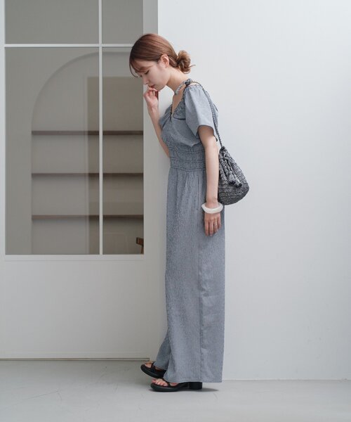 Kastane シャーリングイージーオールインワン ブラック Kastane サロペット オーバーオール 「低身長サイズ/WEB限定