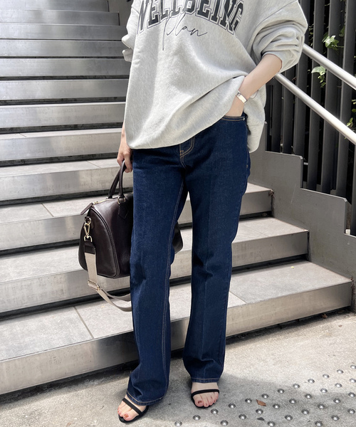 【美品】Spick &Spanルーズストレートデニム　ブルー36 Spick＆Span 「Spick & Span」 デニムパンツ 36 ブルー