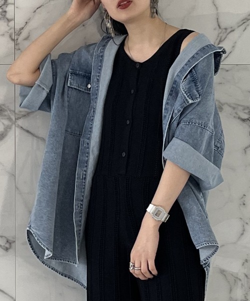 Jeanasis 青シャツ JEANASIS（ジーナシス） 長袖シャツ FREE ブルー レディース