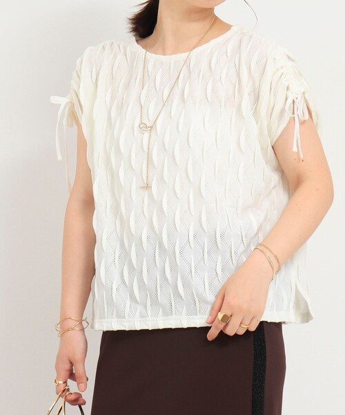 tシャツ ジャガードメッシュジャージープルオーバー レディース
