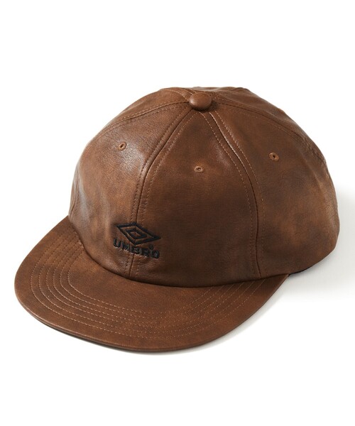 キャップ 帽子 UMBRO/アンブロ SP LEATHERETTE Flat Visor 6Panel Cap/別注 レザレット フラットバイザー 6 | umbro