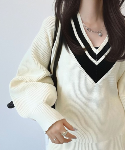 CHARME BY MICOLA ニット セーター ワンホン×レトロなデザイン