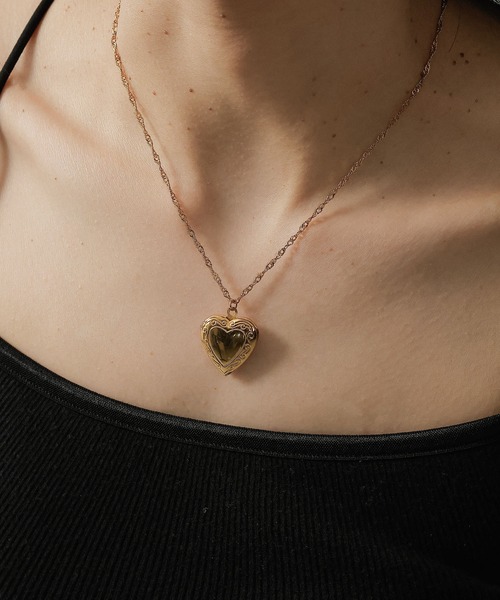 ORLEAN ネックレス 金属アレルギー対応 ハートロケットネックレス