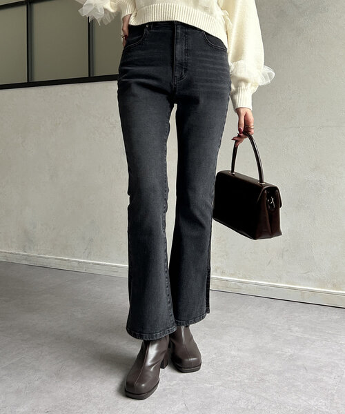 [Thevon] обработка ботинки cut Denim брюки S голубой женский 