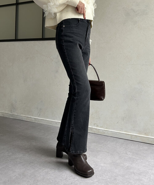 [Thevon] обработка ботинки cut Denim брюки S голубой женский 