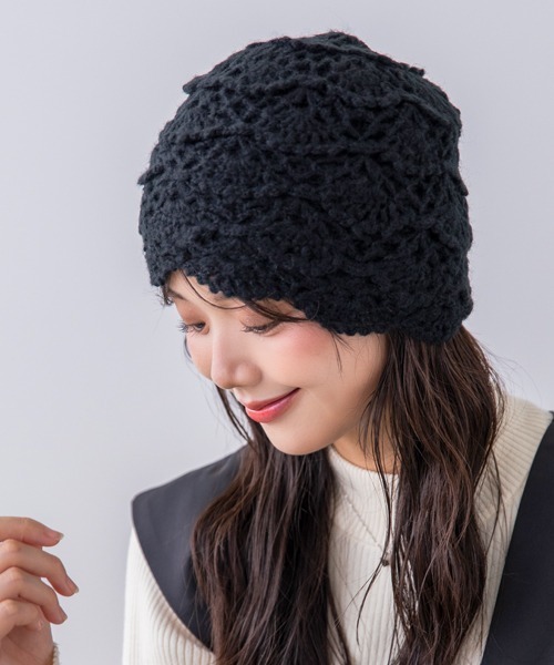 polcadot（ポルカドット） ニット帽 ニットキャップ クロッシェニット