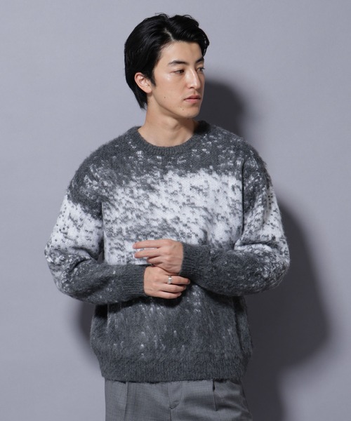 NANO universe（ナノ・ユニバース） セーター ニット アート柄クルー