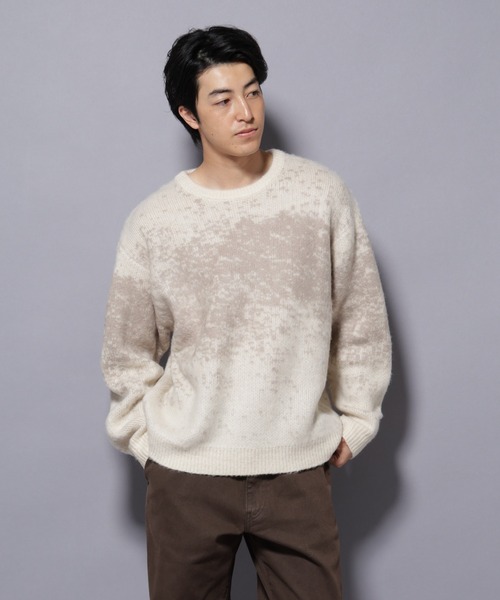 NANO universe（ナノ・ユニバース） セーター ニット アート柄クルー