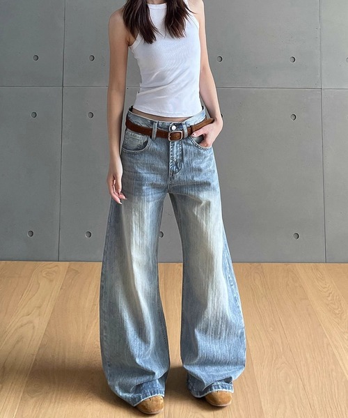 台湾発【STUDIO DOE】ローライズ ウォッシュ加工デニムパンツ 台湾発【STUDIO DOE】ローライズ ウォッシュ加工デニムパンツ 台湾発