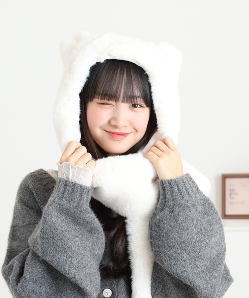 FUNALIVE（ファンアライブ） マフラー ストール 猫耳付きフード