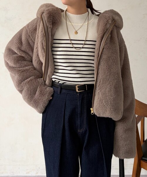 Chez toi（シェトワ） ブルゾン アウター ファー×ムートンジャケット