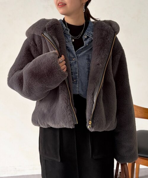 Chez toi（シェトワ） ブルゾン アウター ファー×ムートンジャケット