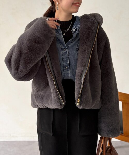 Chez toi（シェトワ） ブルゾン アウター ファー×ムートンジャケット