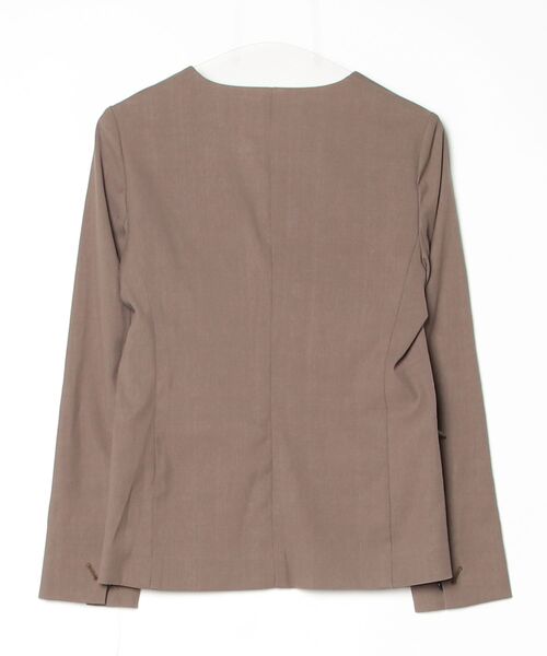 PLST（プラステ） ノーカラージャケット M ブラウン レディース