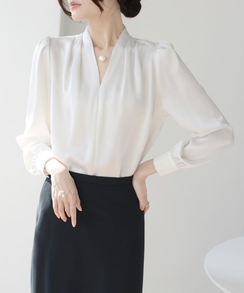 「Miniministore」 長袖ブラウス M ブルーグレー レディース_画像6