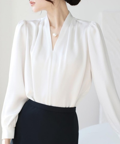 「Miniministore」 長袖ブラウス M ブルーグレー レディース_画像7