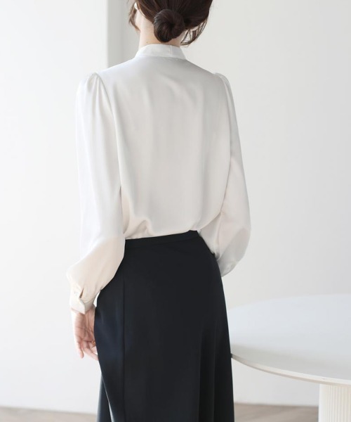 「Miniministore」 長袖ブラウス M ブルーグレー レディース_画像9