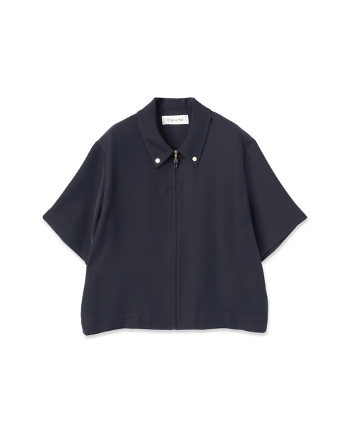 CULLNI シャツ ネイビー 半袖 クルニ CULLNI（クルニ） シャツ Dry Double Cloth Zip Up Short Sleeve