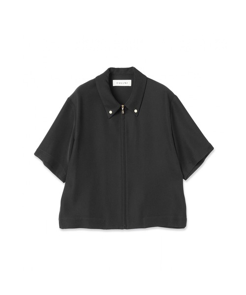 未使用　CULLNI　オープンカラーシャツ　黒　ゴールドボタン　半袖 CULLNI（クルニ） シャツ Dry Double Cloth Zip Up Short Sleeve