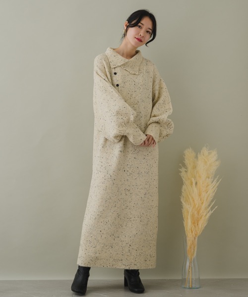 「KATHARINE ROSS」 ニットワンピース MEDIUM ベージュ レディース_画像4