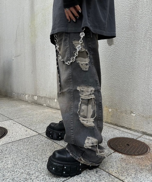 「XU」 「unusedlab.」デニムパンツ L ブラック メンズの画像