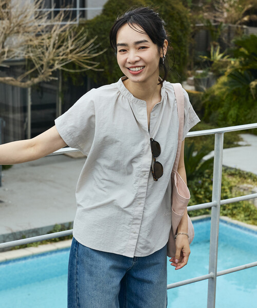 ブラウス シャツ NANGA × FREAK'S STORE/ナンガ 別注 ナイロンタッサー フレンチスリーブシャツ レディースの画像