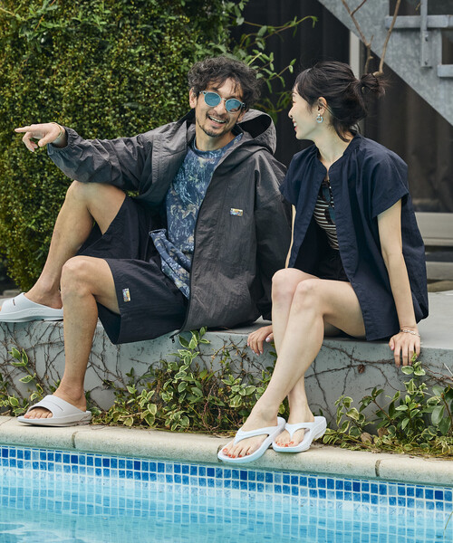 ブラウス シャツ NANGA × FREAK'S STORE/ナンガ 別注 ナイロンタッサー フレンチスリーブシャツ レディースの画像