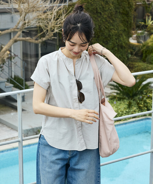 ブラウス シャツ NANGA × FREAK'S STORE/ナンガ 別注 ナイロンタッサー フレンチスリーブシャツ レディースの画像