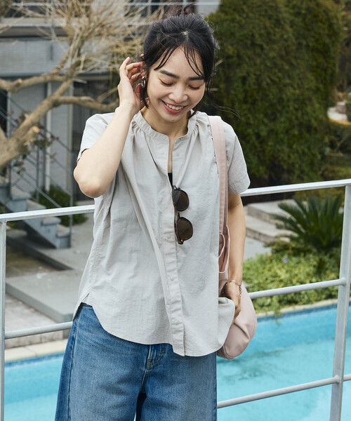 ブラウス シャツ NANGA × FREAK'S STORE/ナンガ 別注 ナイロンタッサー フレンチスリーブシャツ レディースの画像