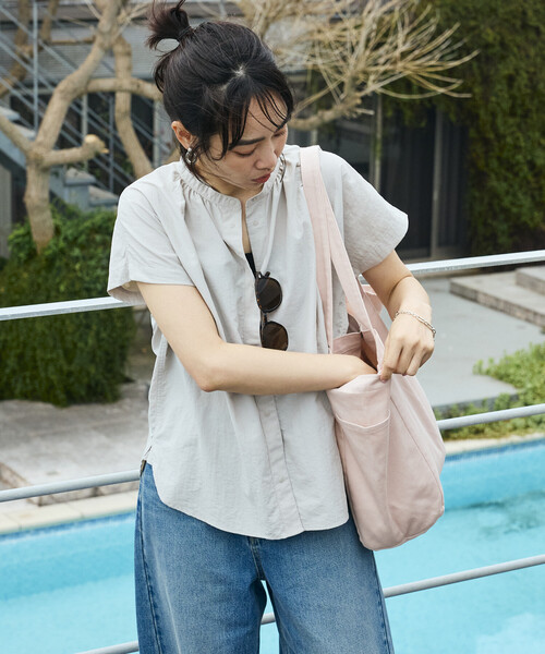 ブラウス シャツ NANGA × FREAK'S STORE/ナンガ 別注 ナイロンタッサー フレンチスリーブシャツ レディースの画像