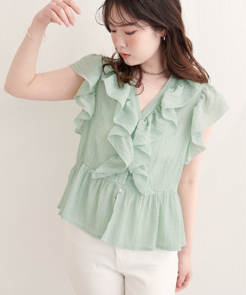 natural couture ブラウス シャツ ドットフリルブラウス レディース