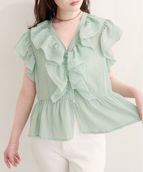 natural couture ブラウス シャツ ドットフリルブラウス レディース