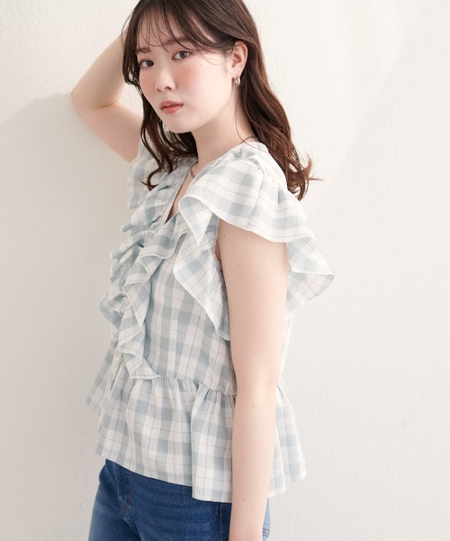 natural couture ブラウス シャツ ドットフリルブラウス レディース