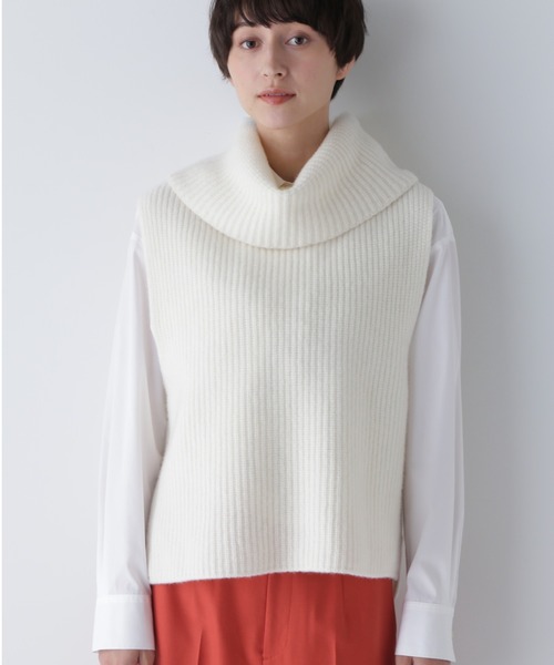 「human woman」 ニットベスト MEDIUM ネイビー レディース_画像3