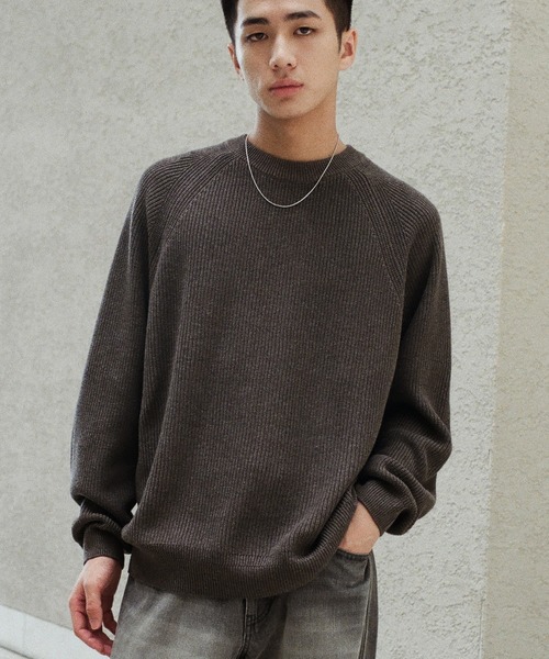 「WYM LIDNM」 長袖ニット M ブラウン メンズ_画像5