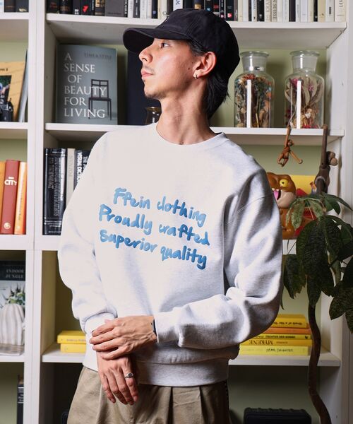 「FFEIN」 スウェットカットソー MEDIUM アッシュグレー メンズ_画像4